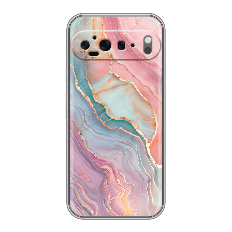 Силиконовый чехол на Google Pixel 9 Pro XL с принтом розовый мрамор Силиконовый чехол на Google Pixel 9 Pro XL с принтом розовый мрамор