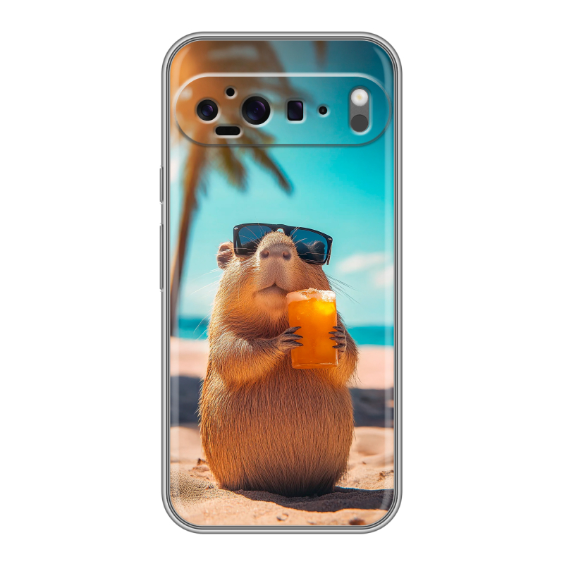 Силиконовый чехол на Google Pixel 9 Pro XL с принтом Капибара Силиконовый чехол на Google Pixel 9 Pro XL с принтом Капибара