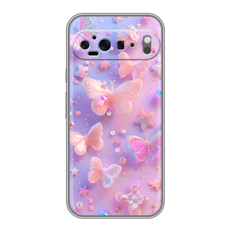 Силиконовый чехол на Google Pixel 9 Pro XL с принтом Бабочки Силиконовый чехол на Google Pixel 9 Pro XL с принтом Бабочки