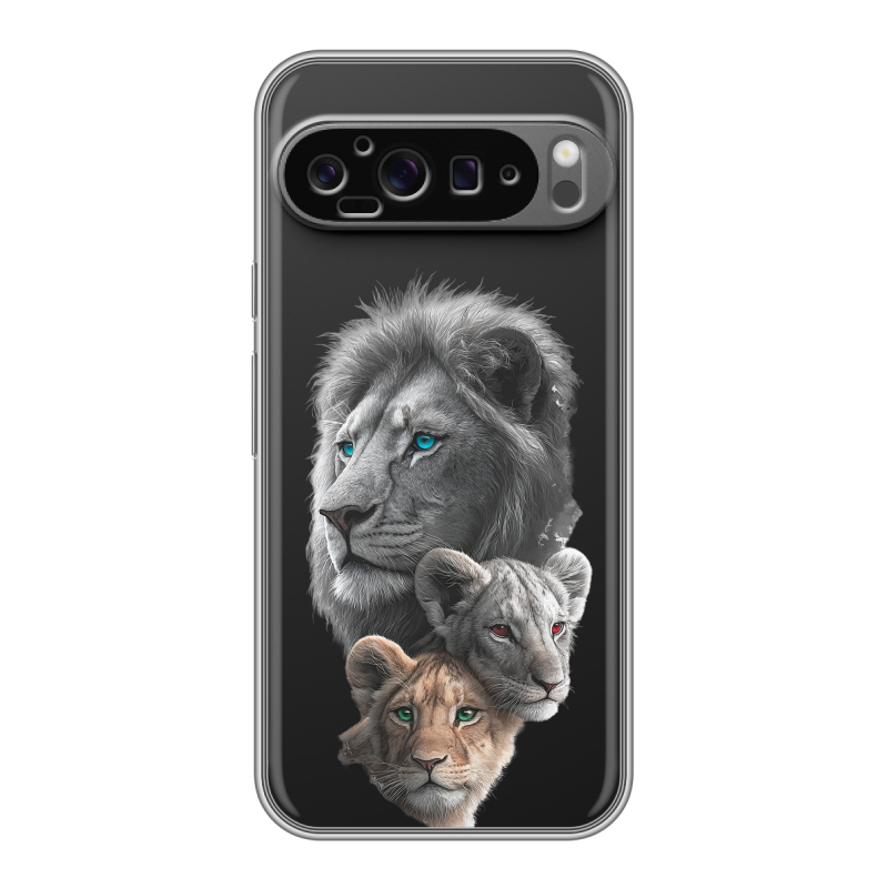 Силиконовый чехол на Google Pixel 9 Pro XL с принтом Львы Силиконовый чехол на Google Pixel 9 Pro XL с принтом Львы