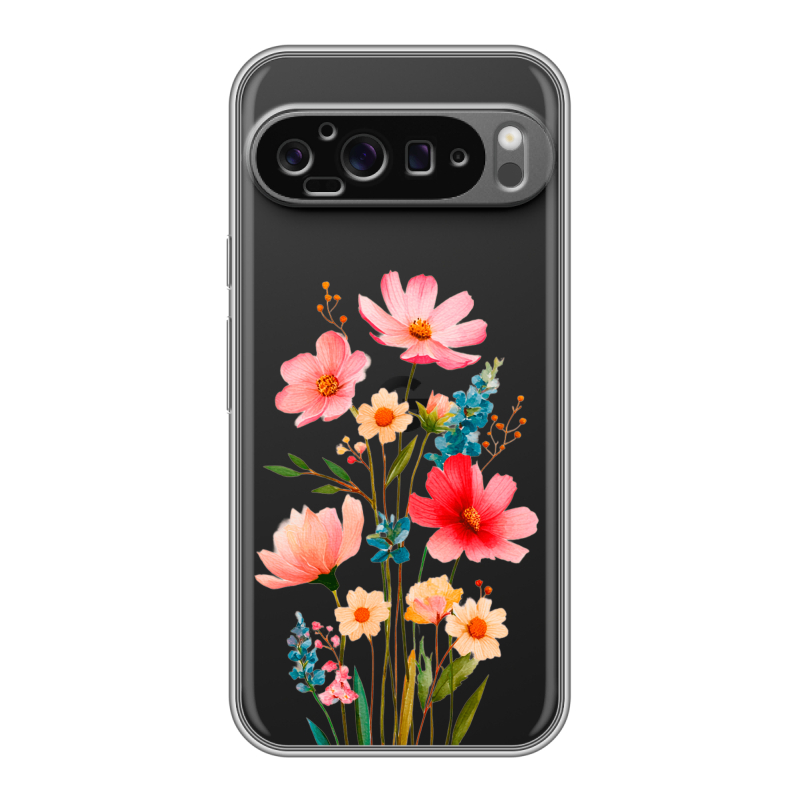 Силиконовый чехол на Google Pixel 9 Pro XL с принтом Цветы Силиконовый чехол на Google Pixel 9 Pro XL с принтом Цветы
