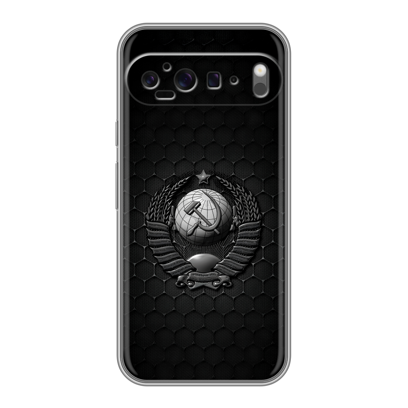 Силиконовый чехол на Google Pixel 9 Pro XL с принтом Герб Флаг СССР Силиконовый чехол на Google Pixel 9 Pro XL с принтом Герб Флаг СССР