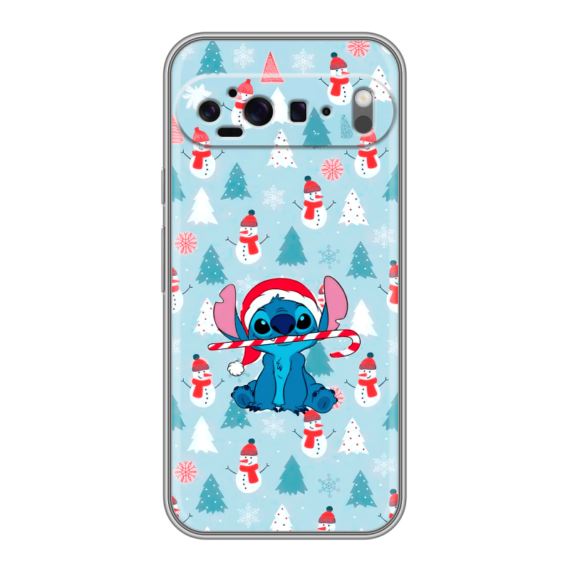 Силиконовый чехол на Google Pixel 9 Pro XL с принтом Стич Новый год Силиконовый чехол на Google Pixel 9 Pro XL с принтом Стич Новый год