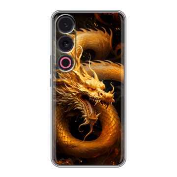 Силиконовый чехол на Meizu 21 с принтом Золотой дракон