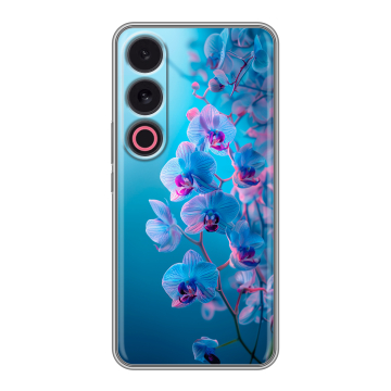 Силиконовый чехол на Meizu 21 с принтом голубые орхидеи Силиконовый чехол на Meizu 21 с принтом голубые орхидеи