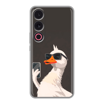 Силиконовый чехол на Meizu 21 с принтом утка в очках Силиконовый чехол на Meizu 21 с принтом утка в очках