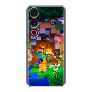 Силиконовый чехол на Meizu 21 с принтом Майнкрафт Minecraft