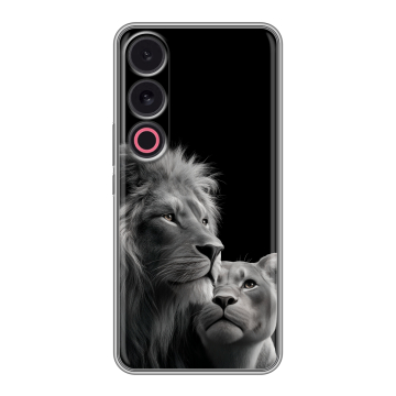 Силиконовый чехол на Meizu 21 с принтом Лев кошки