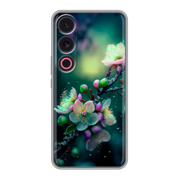 Силиконовый чехол на Meizu 21 с принтом Цветы и мрамор Силиконовый чехол на Meizu 21 с принтом Цветы и мрамор