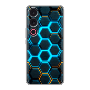 Силиконовый чехол на Meizu 21 с принтом Неоновые соты