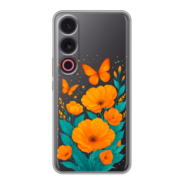 Силиконовый чехол на Meizu 21 с принтом цветы бабочки