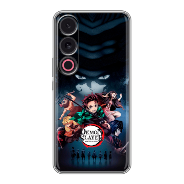 Силиконовый чехол на Meizu 21 с принтом Demon Slayer Клинок рассекающий демонов
