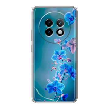Силиконовый чехол на Realme 13 Plus 5G с принтом Голубые цветы Силиконовый чехол на Realme 13 Plus 5G с принтом Голубые цветы
