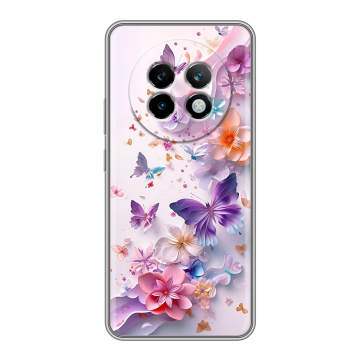 Силиконовый чехол на Realme 13 Plus 5G с принтом цветы бабочки