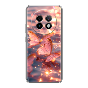 Силиконовый чехол на Realme 13 Plus 5G с принтом бабочки розовые Силиконовый чехол на Realme 13 Plus 5G с принтом бабочки розовые