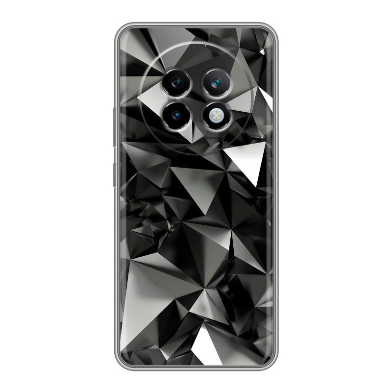 Силиконовый чехол на Realme 13 Plus 5G с принтом Черные кристаллы Силиконовый чехол на Realme 13 Plus 5G с принтом Черные кристаллы