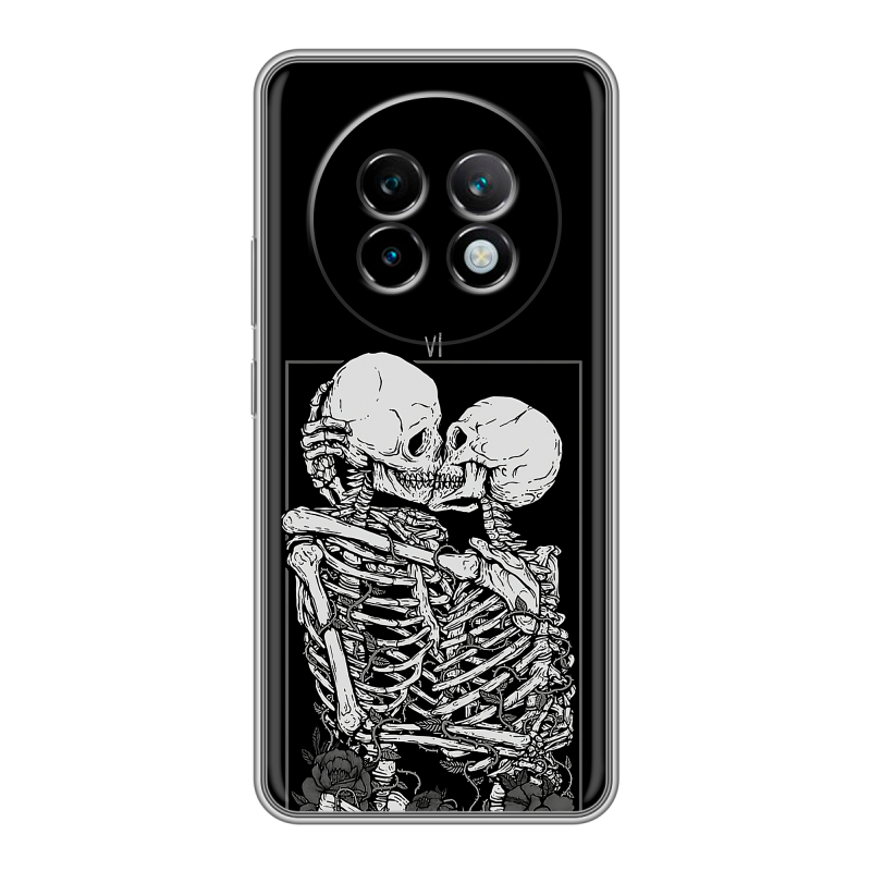 Силиконовый чехол на Realme 13 Plus 5G с принтом Поцелуй скелетов Силиконовый чехол на Realme 13 Plus 5G с принтом Поцелуй скелетов