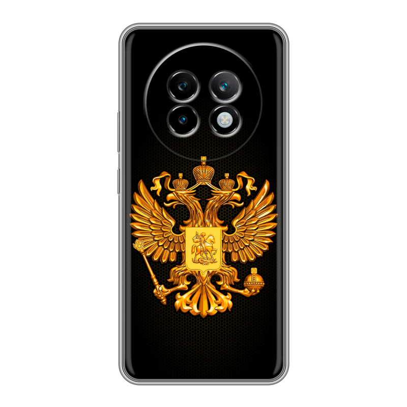 Силиконовый чехол на Realme 13 Plus 5G с принтом Герб России желтый Силиконовый чехол на Realme 13 Plus 5G с принтом Герб России желтый