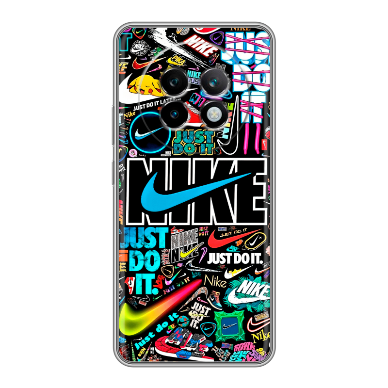 Силиконовый чехол на Realme 13 Plus 5G с принтом найк nike черный Силиконовый чехол на Realme 13 Plus 5G с принтом найк nike черный