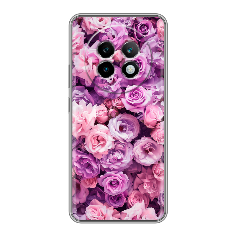 Силиконовый чехол на Realme 13 Plus 5G с принтом лавандовые розы Силиконовый чехол на Realme 13 Plus 5G с принтом лавандовые розы