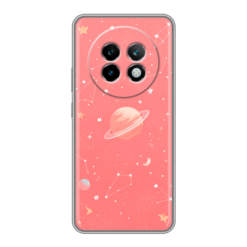 Силиконовый чехол на Realme 13 Plus 5G с принтом Розовый космос Силиконовый чехол на Realme 13 Plus 5G с принтом Розовый космос