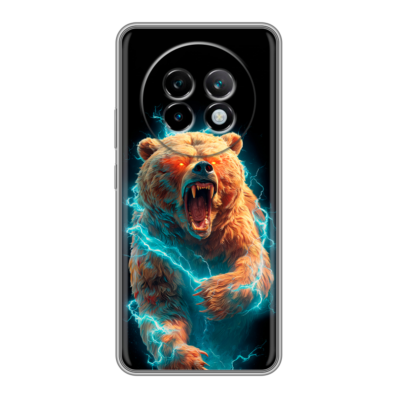 Силиконовый чехол на Realme 13 Plus 5G с принтом Медведь Силиконовый чехол на Realme 13 Plus 5G с принтом Медведь
