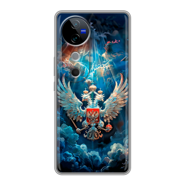 Силиконовый чехол на Vivo V40 с принтом Герб флаг России Силиконовый чехол на Vivo V40 с принтом Герб флаг России
