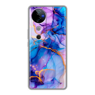 Силиконовый чехол на Vivo V40 с принтом синий мрамор Силиконовый чехол на Vivo V40 с принтом синий мрамор