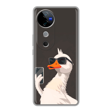 Силиконовый чехол на Vivo V40 с принтом утка в очках Силиконовый чехол на Vivo V40 с принтом утка в очках