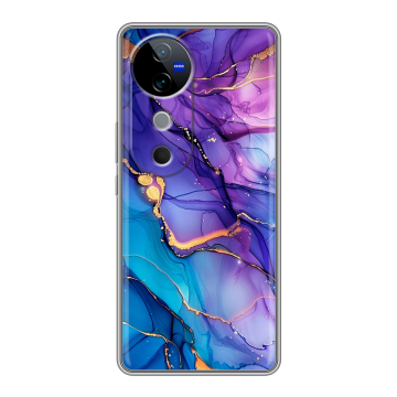 Силиконовый чехол на Vivo V40 с принтом синий мрамор Силиконовый чехол на Vivo V40 с принтом синий мрамор