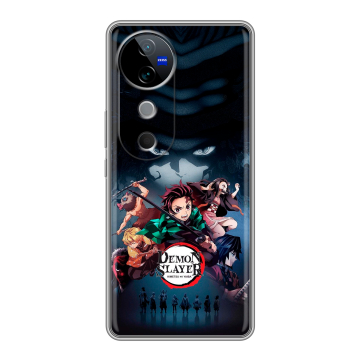 Силиконовый чехол на Vivo V40 с принтом Demon Slayer Клинок рассекающий демонов Силиконовый чехол на Vivo V40 с принтом Demon Slayer Клинок рассекающий демонов
