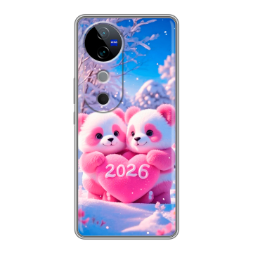 Силиконовый чехол на Vivo V40 с принтом Новый год