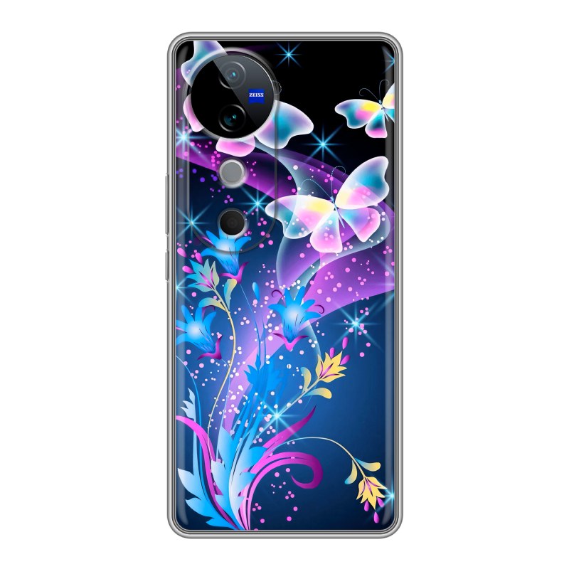 Силиконовый чехол на Vivo V40 с принтом Бабочки Силиконовый чехол на Vivo V40 с принтом Бабочки