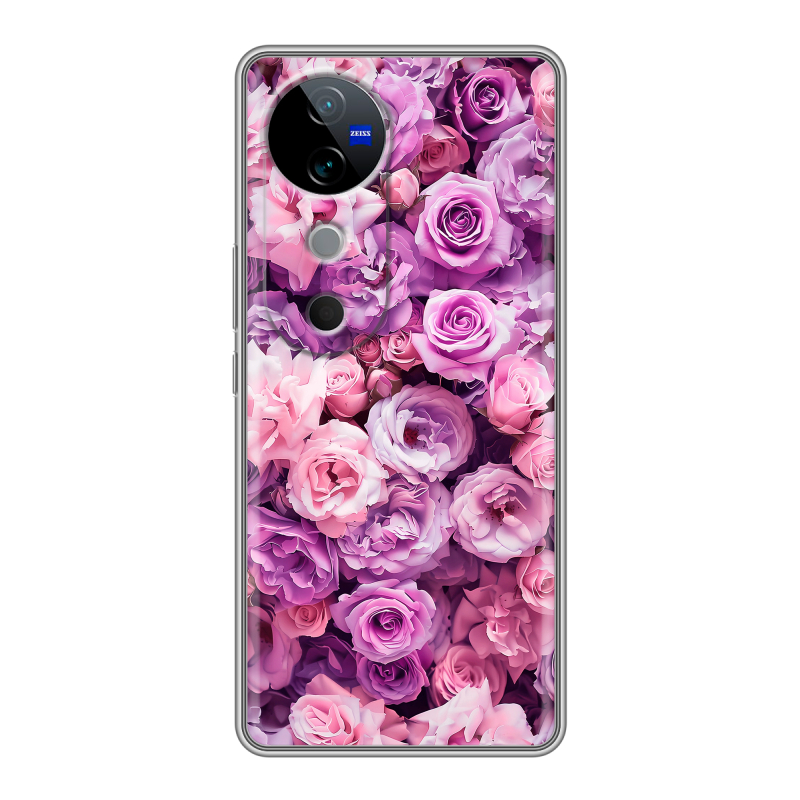 Силиконовый чехол на Vivo V40 с принтом лавандовые розы Силиконовый чехол на Vivo V40 с принтом лавандовые розы