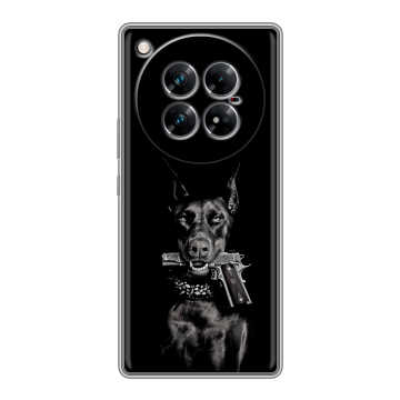 Силиконовый чехол на Infinix Zero 40 5G с принтом Доберман и пистолет Силиконовый чехол на Infinix Zero 40 5G с принтом Доберман и пистолет