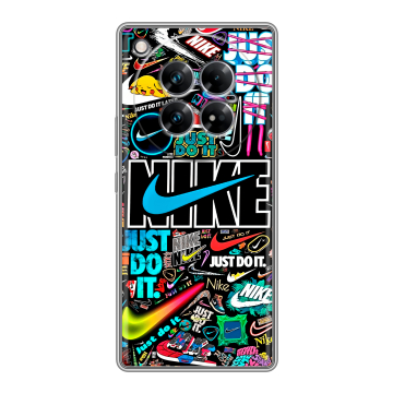 Силиконовый чехол на Infinix Zero 40 5G с принтом найк nike черный Силиконовый чехол на Infinix Zero 40 5G с принтом найк nike черный
