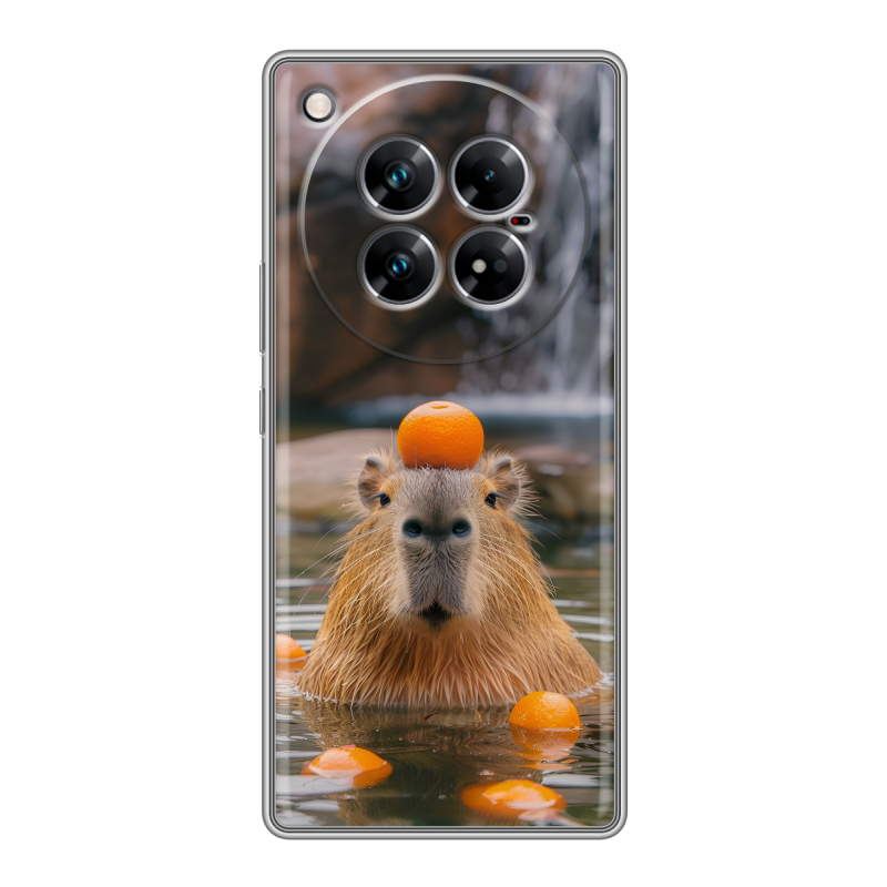 Силиконовый чехол на Infinix Zero 40 5G с принтом Капибара с апельсином Силиконовый чехол на Infinix Zero 40 5G с принтом Капибара с апельсином