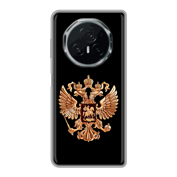 Пластиковый чехол на Honor Magic V3 с принтом Герб России золотой Пластиковый чехол на Honor Magic V3 с принтом Герб России золотой