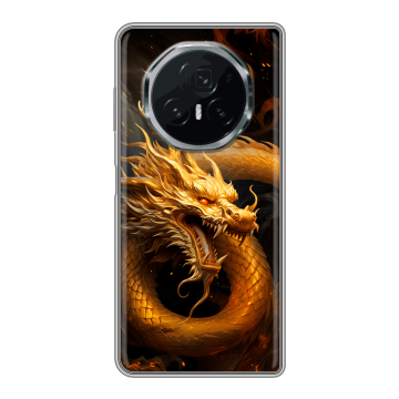 Пластиковый чехол на Honor Magic V3 с принтом Золотой дракон Пластиковый чехол на Honor Magic V3 с принтом Золотой дракон