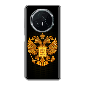 Пластиковый чехол на Honor Magic V3 с принтом Герб России желтый