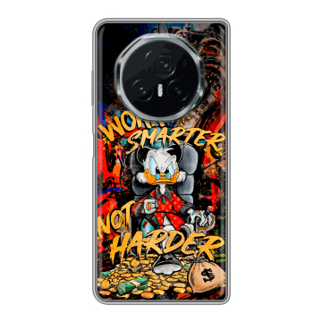 Пластиковый чехол на Honor Magic V3 с принтом Дональд Дак Деньги