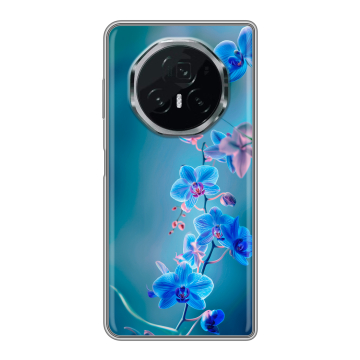Пластиковый чехол на Honor Magic V3 с принтом Голубые цветы Пластиковый чехол на Honor Magic V3 с принтом Голубые цветы