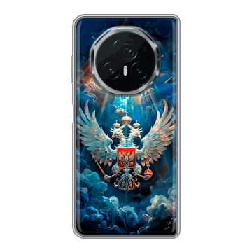 Пластиковый чехол на Honor Magic V3 с принтом Герб флаг России