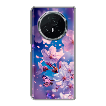 Пластиковый чехол на Honor Magic V3 с принтом цветы бабочки