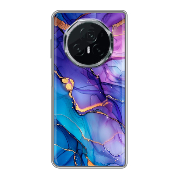Пластиковый чехол на Honor Magic V3 с принтом синий мрамор Пластиковый чехол на Honor Magic V3 с принтом синий мрамор