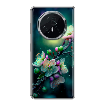 Пластиковый чехол на Honor Magic V3 с принтом Цветы и мрамор Пластиковый чехол на Honor Magic V3 с принтом Цветы и мрамор