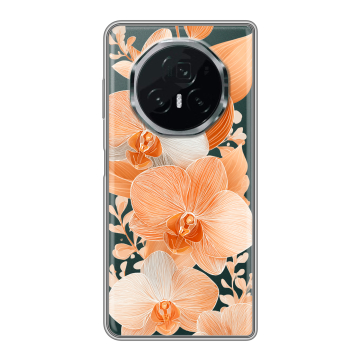 Пластиковый чехол на Honor Magic V3 с принтом Бежевые цветы
