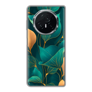 Пластиковый чехол на Honor Magic V3 с принтом Листья и золото