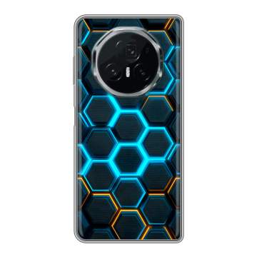 Пластиковый чехол на Honor Magic V3 с принтом Неоновые соты