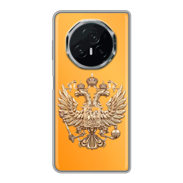 Пластиковый чехол на Honor Magic V3 с принтом Герб Флаг России